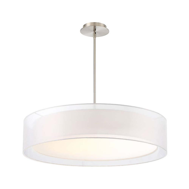 Brushed Nickel LED Drum Pendant with Clear Glass Shade