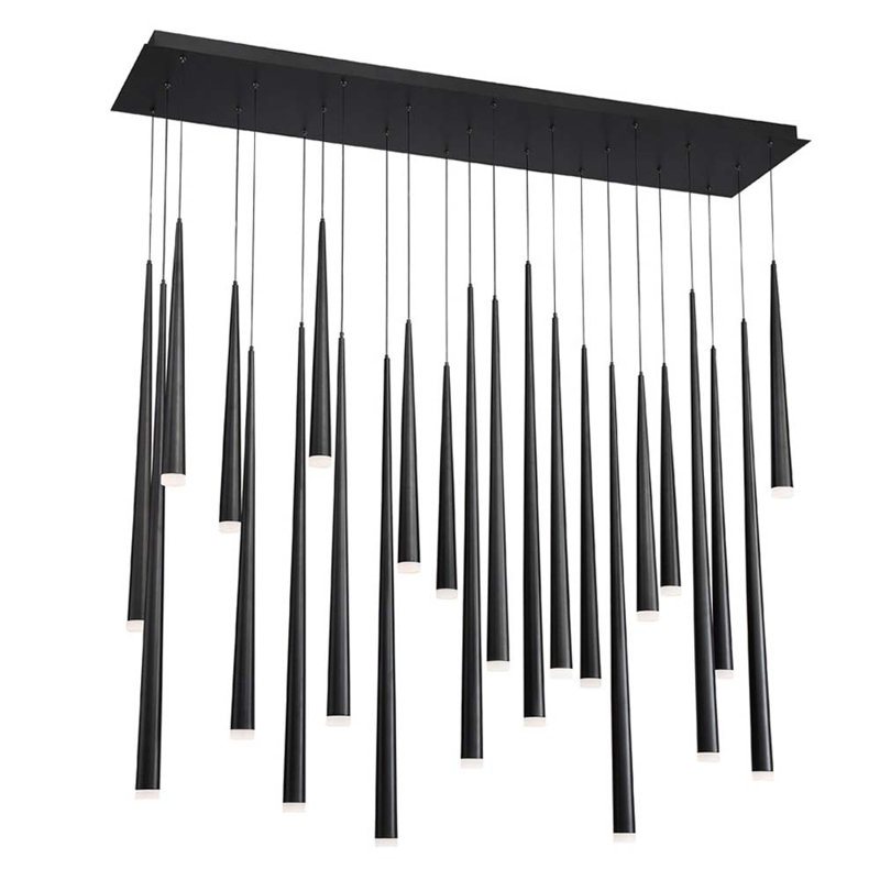 Cascade Black Frosted Glass 23-Light LED Pendant