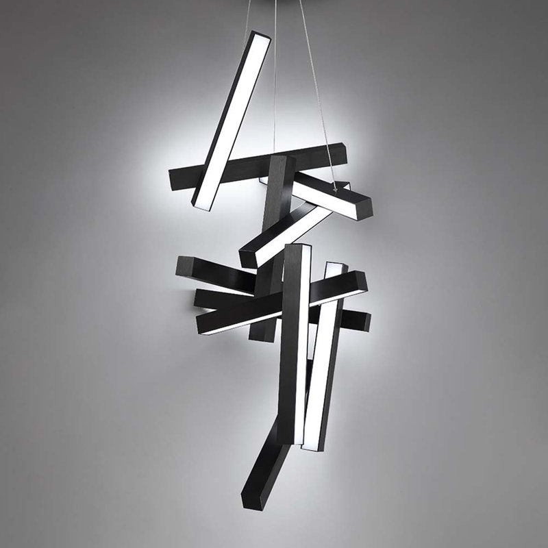 Eclipse Black Crystal 12-Light Adjustable Modern LED Chandelier