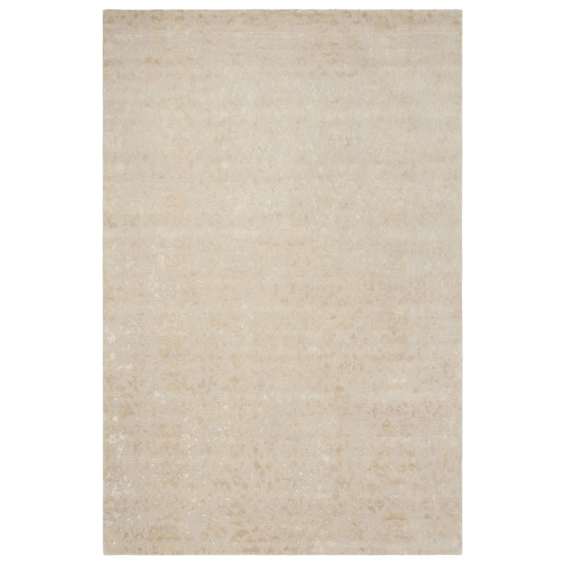 Nepalese Hand-Knotted Silk & Wool Sand-Toned Area Rug, 6' x 9'