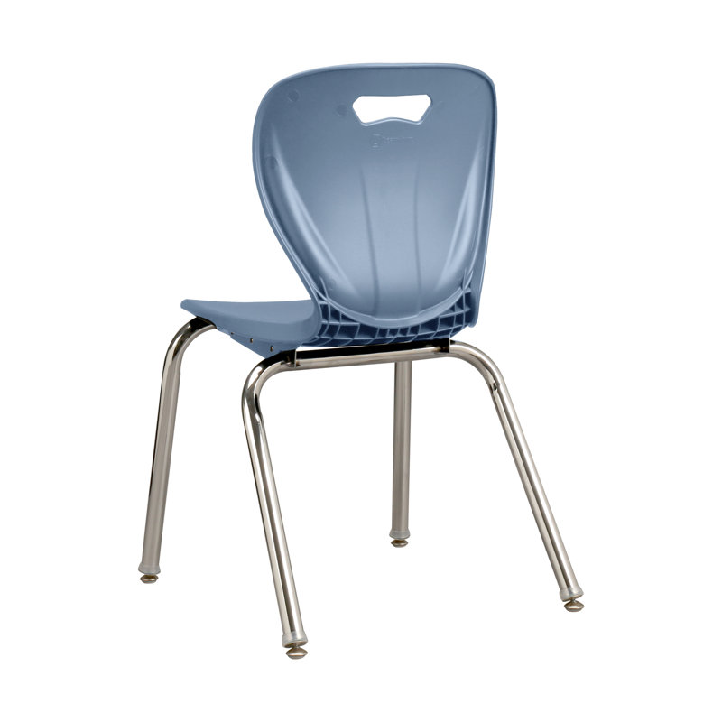 Black Plastic Stacking Classroom Chairs with Chrome Legs, Set of 4