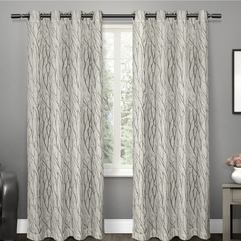Dove Gray Light-Filtering Linen Look Grommet Curtains