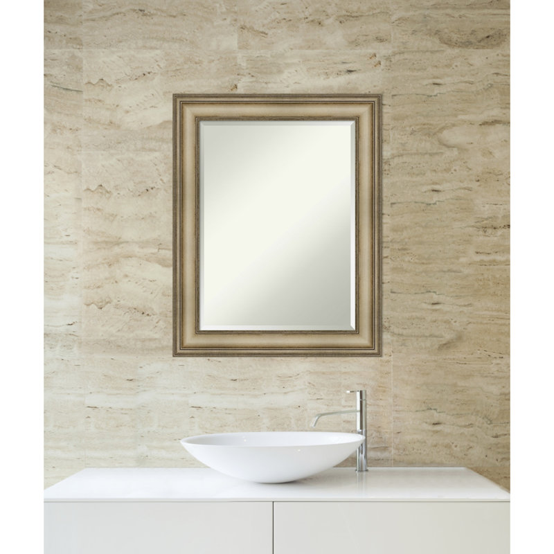 Mezzanine Antique Silver 29" x 23" Beveled Wood Bathroom Vanity Mirror