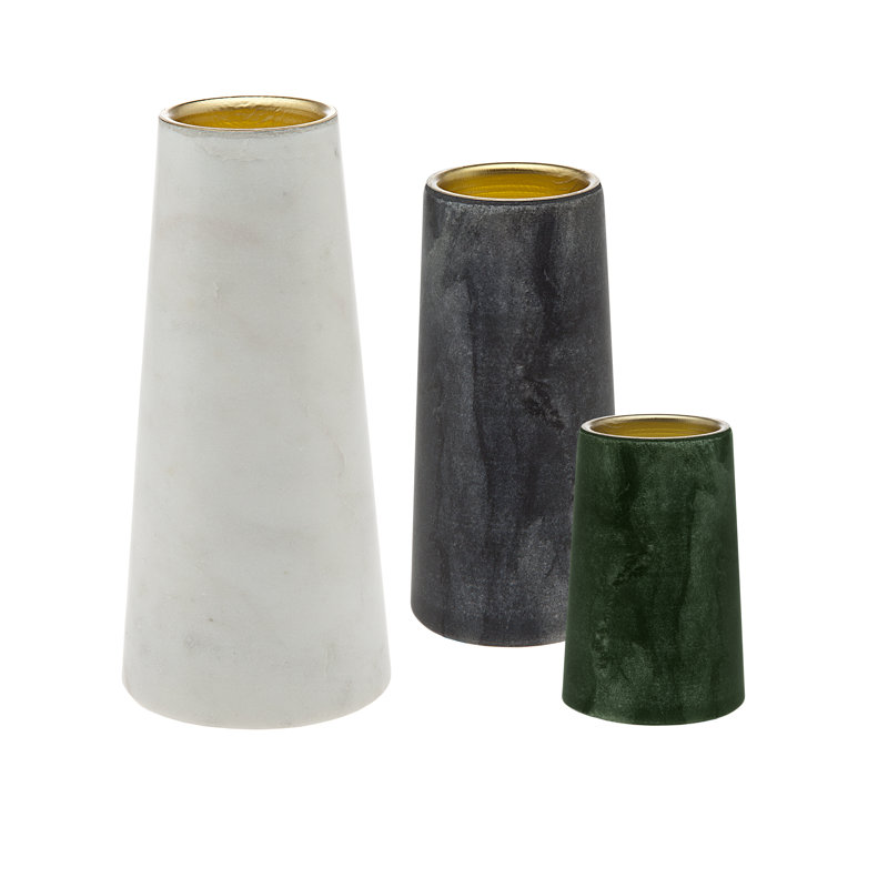 Elegant Trio Silver & Marble Votive Candle Holders Set
