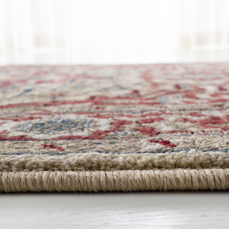 Quentin Hand-Knotted Easy Care Red and Beige Runner Rug