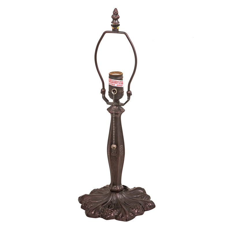 Blue Stained Glass Peony Table Lamp with Bronze Base
