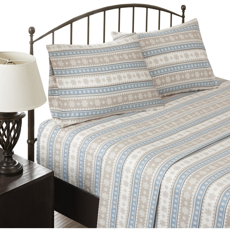 King Gray Cotton Flannel Animal Print Bedding Set