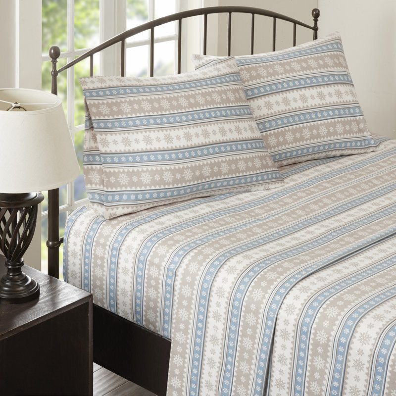 King Gray Cotton Flannel Animal Print Bedding Set