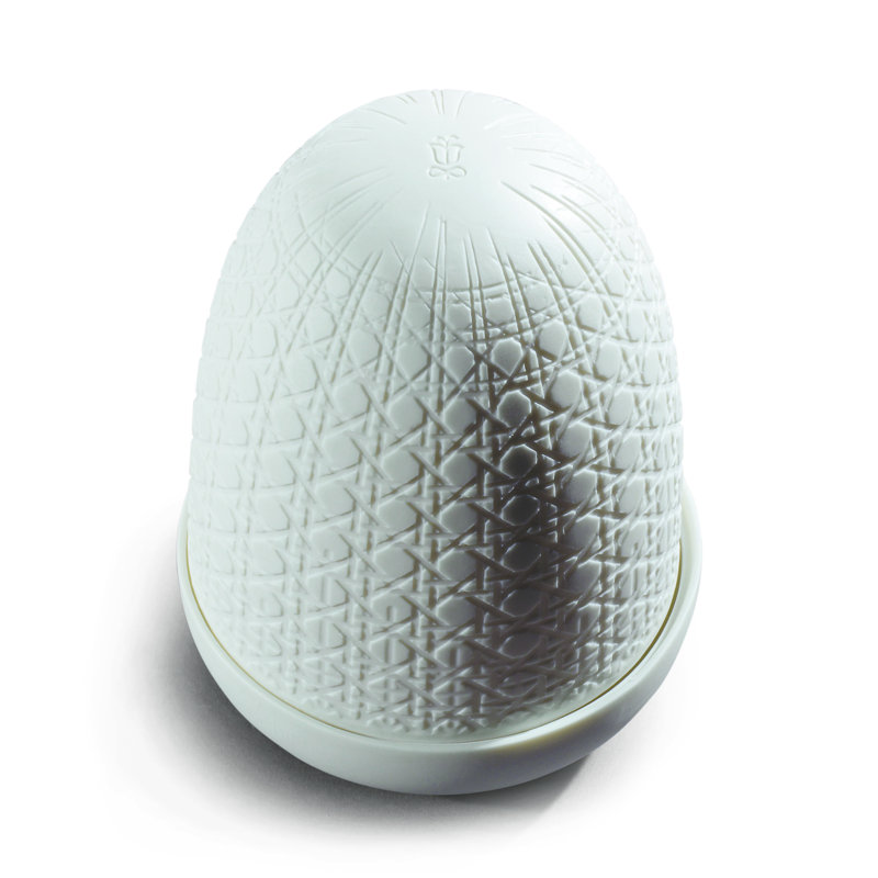 White Outdoor Wicker Dome LED Stick Lamp