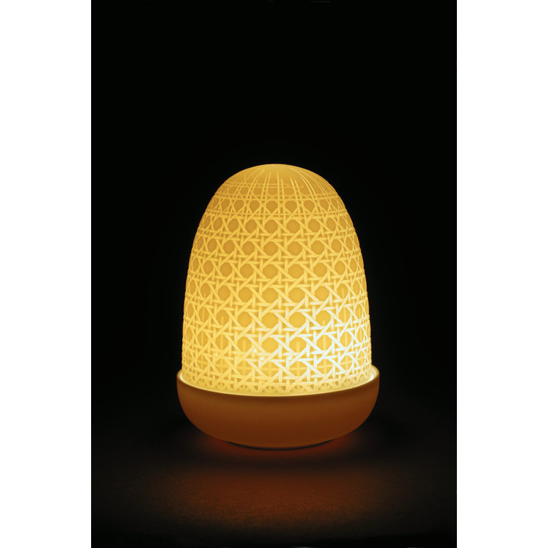 White Outdoor Wicker Dome LED Stick Lamp