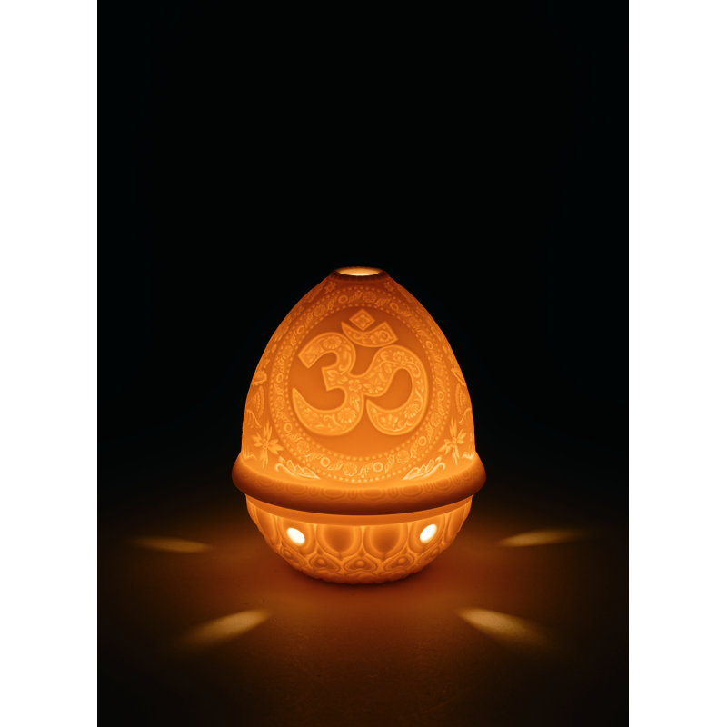 Serene Om 4.75" Ceramic Lithophane Votive Light