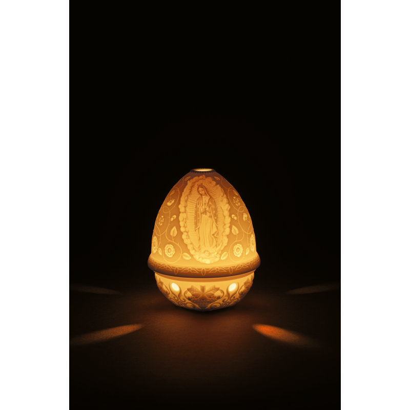 Matte White Ceramic Guadalupe Lithophane Votive Light