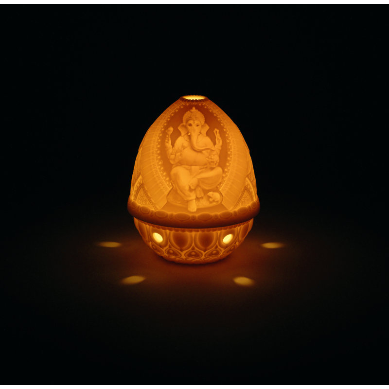 Lord Ganesha Ceramic Lithophane Votive Light