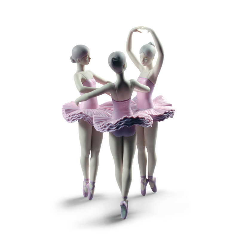 Pastel Pink Crystal Ballet Trio Figurine