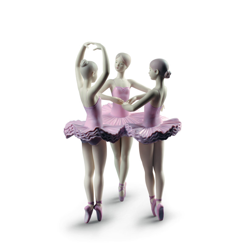 Pastel Pink Crystal Ballet Trio Figurine