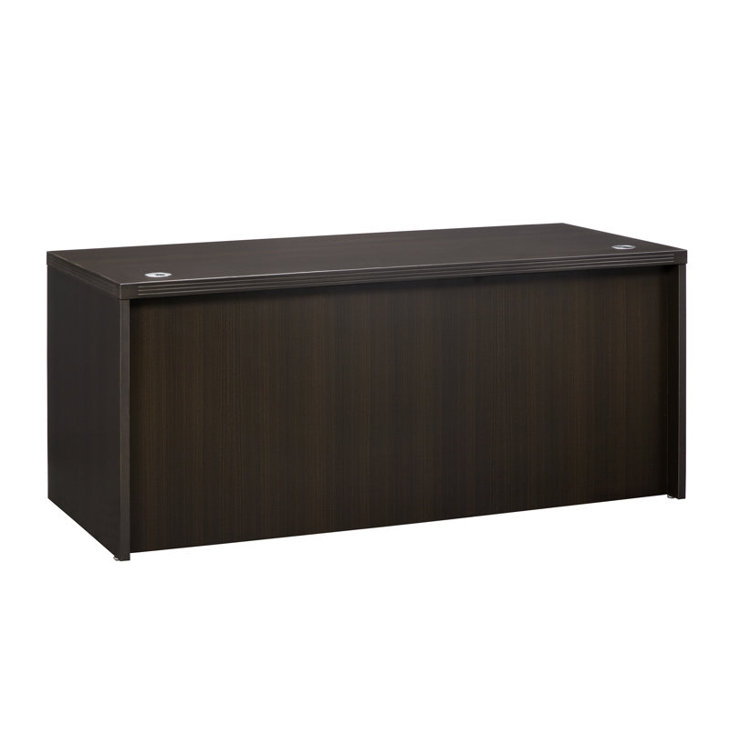 Mocha Aberdeen 66" Rectangular Desk with Nickel Finishes and Drawer