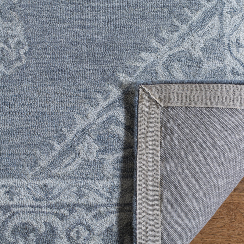 Gray Square Hand-Tufted Wool Easy-Care Rug - 5' x 5'