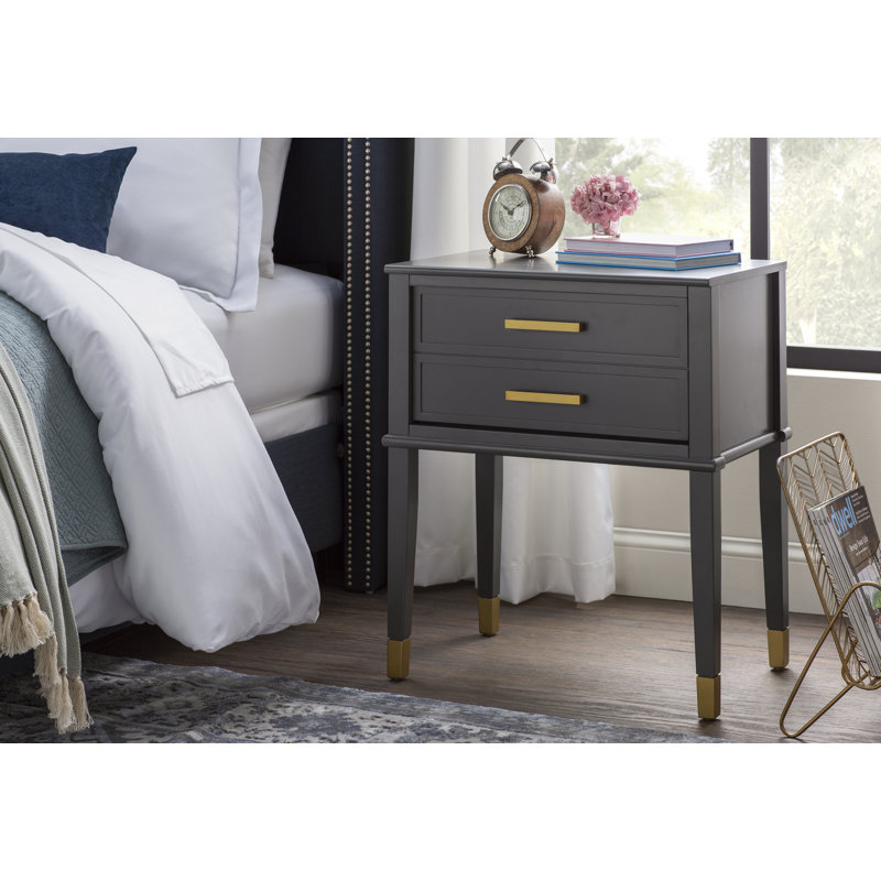 Cosmopolitan Westerleigh Graphite Gray Square End Table with Gold Accents