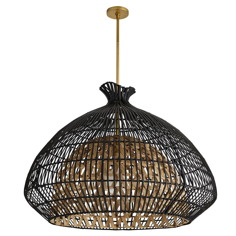 Rimini 35.5" Dual-Layer Brass & Glass Bowl Pendant Light