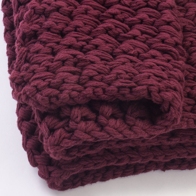 Merlot Knitted Cotton Throw Blanket