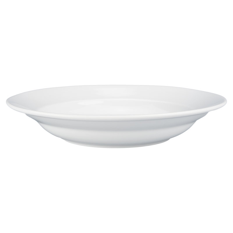 Classic White Porcelain Rim Soup Bowls, Set of 4