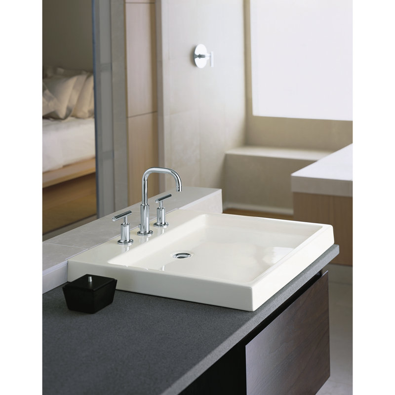Purist Polished Chrome 8" Widespread Bathroom Sink Faucet with Low Lever Handles