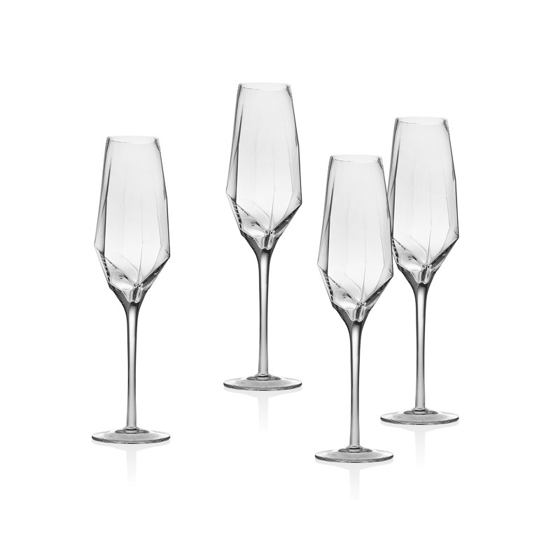Isla Clear Crystal 14oz Abstract Design Flute Set