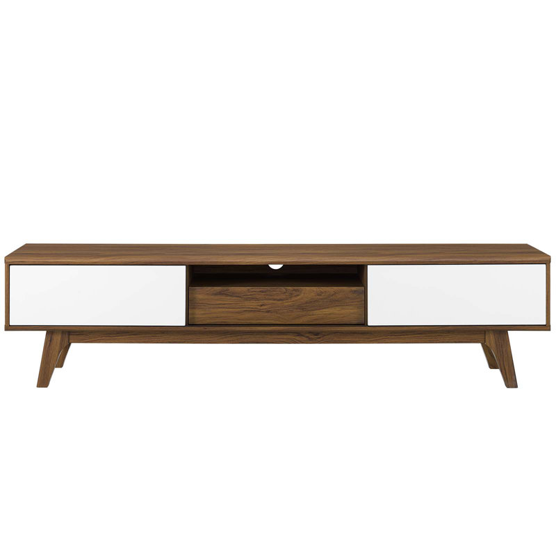 Envision 70" White Walnut Mid-Century Modern Media Console