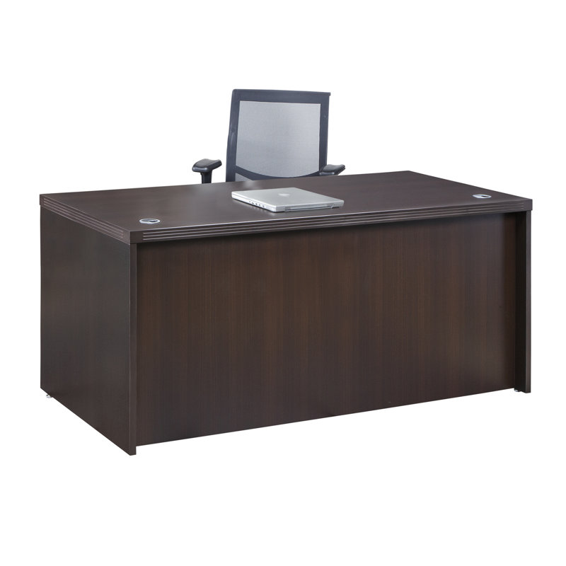 Mocha Aberdeen 66" Rectangular Desk with Nickel Finishes and Drawer