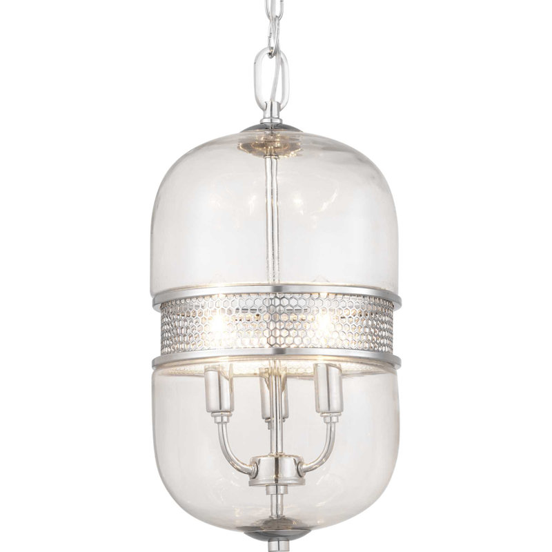 Cayce Polished Chrome Glass 3-Light Pendant