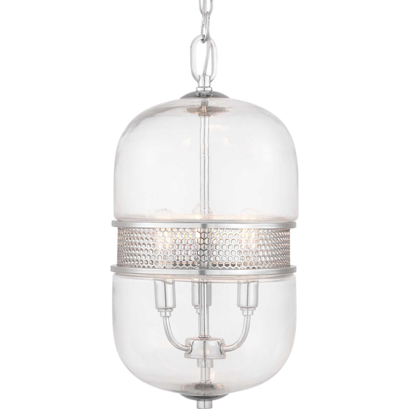 Cayce Polished Chrome Glass 3-Light Pendant