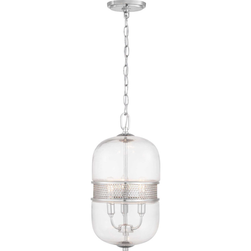 Cayce Polished Chrome Glass 3-Light Pendant