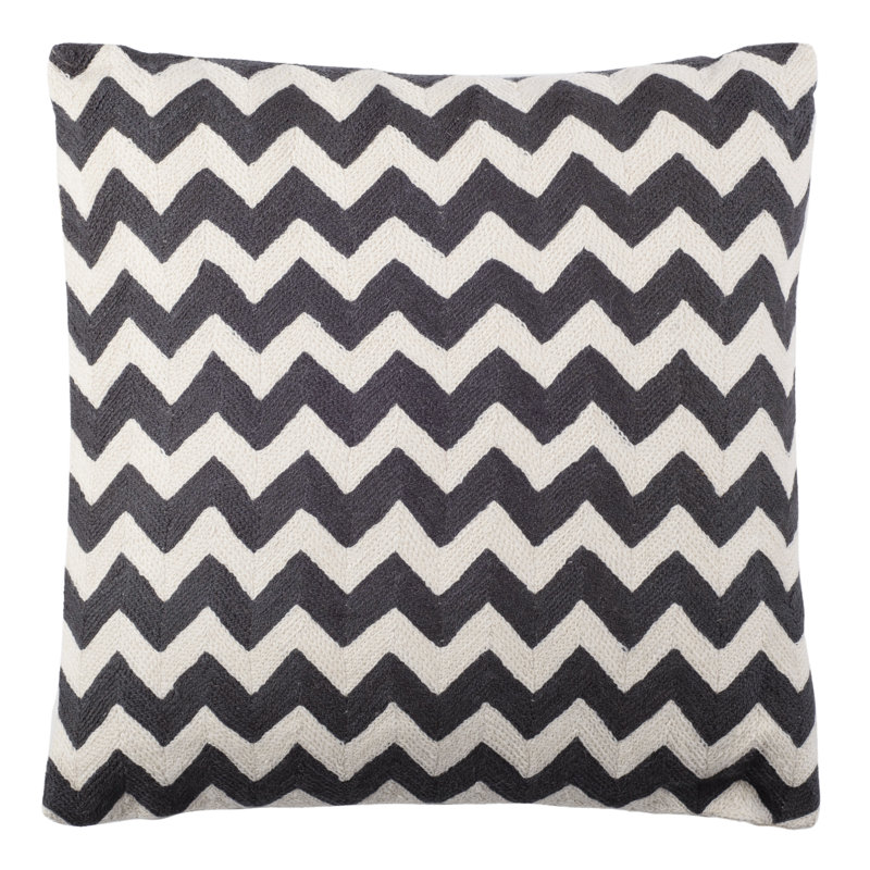 Gray Embroidered Cotton Canvas Square Pillow Set
