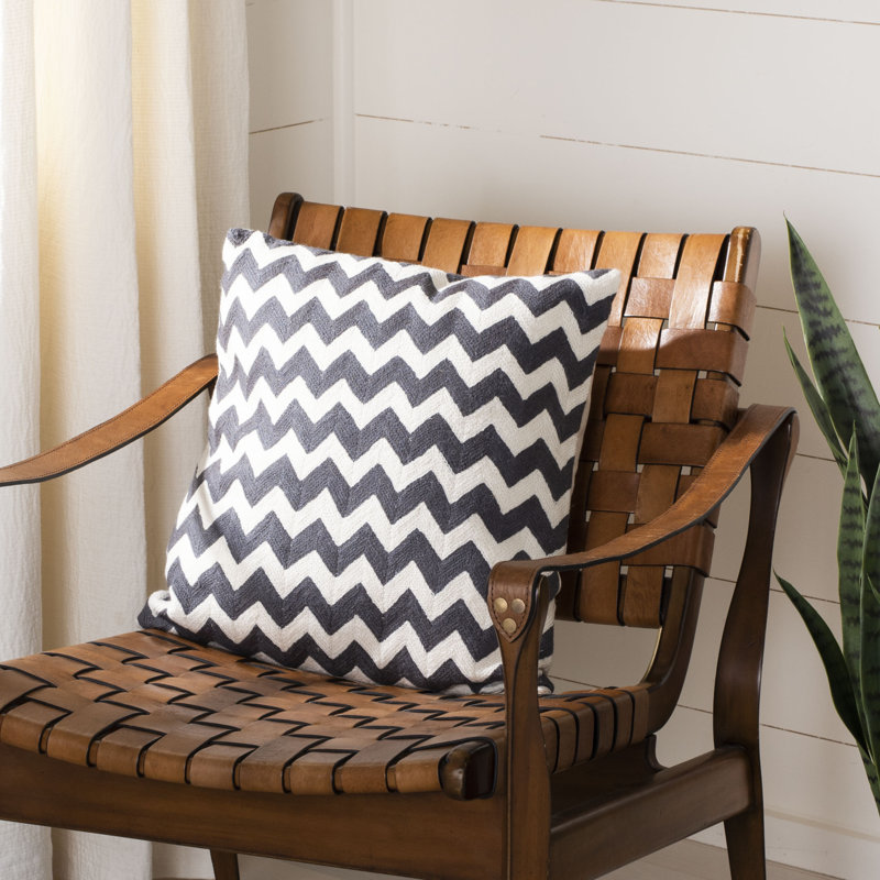 Gray Embroidered Cotton Canvas Square Pillow Set