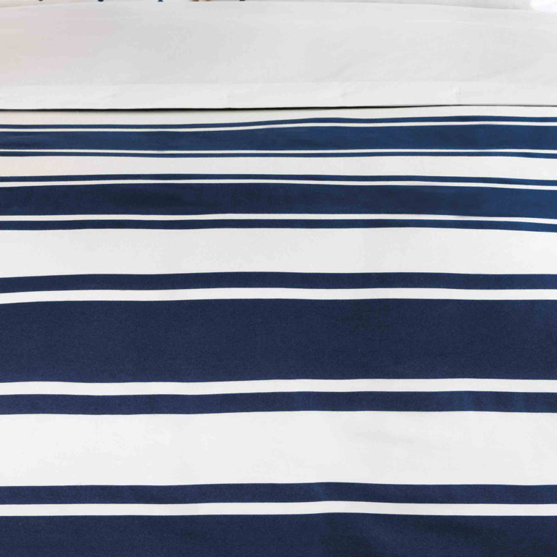Seaside Serenity Twin White Rayon Striped Duvet Cover