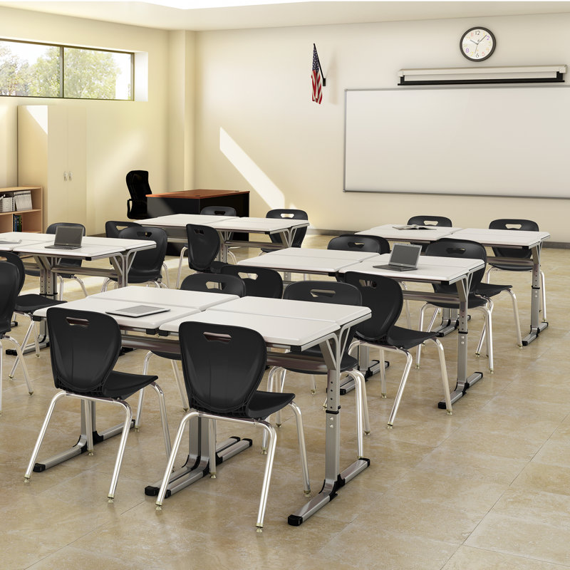 Black Plastic Stacking Classroom Chairs with Chrome Legs, Set of 4