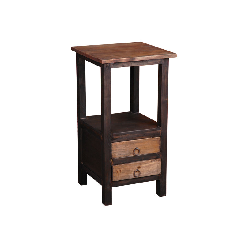 Cottage Charm Two-Tone Mahogany Wood End Table with Storage