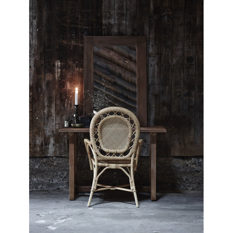 Chic Parisian Medallion Back Natural Rattan Arm Chair