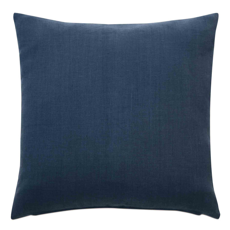 Indigo Square Linen Throw Pillow with Nautical Rope Trim