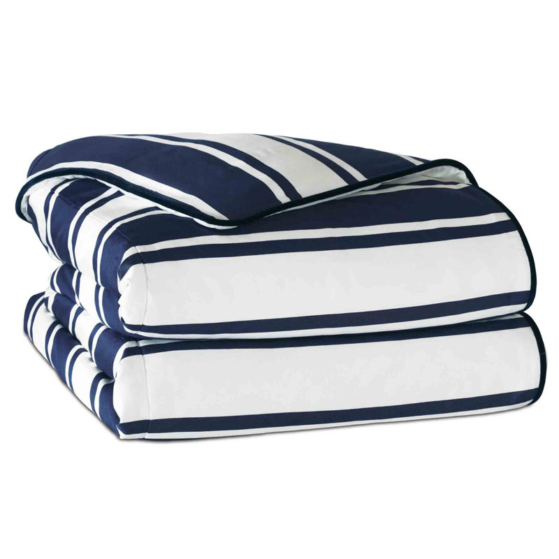 Seaside Serenity Twin White Rayon Striped Duvet Cover