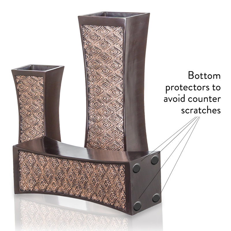 Compact Brown Plastic Decorative Table Set