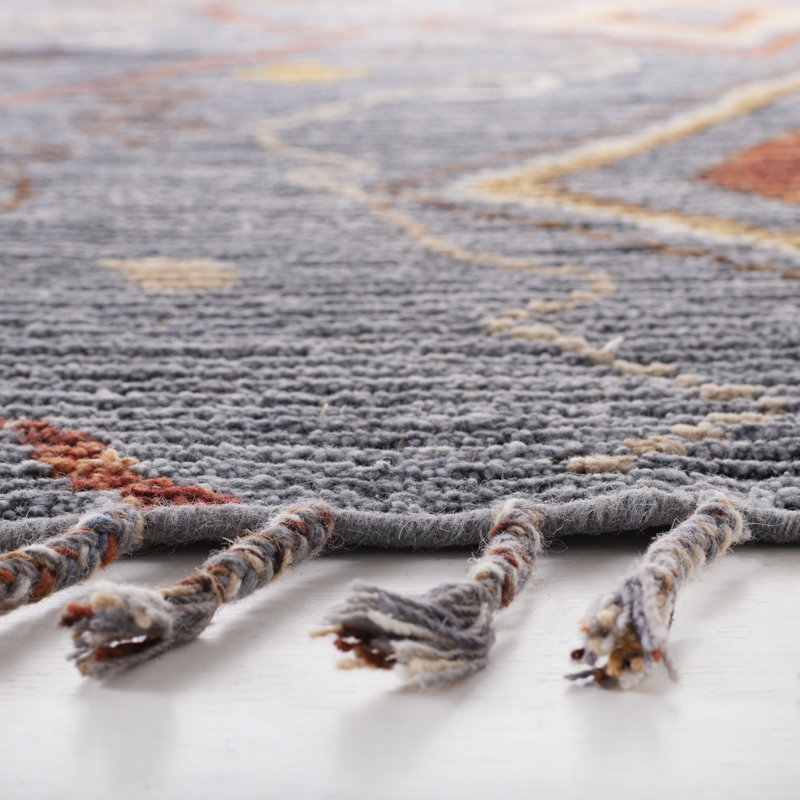 Nahla Blue Hand-Knotted Wool Cotton Rectangular Rug