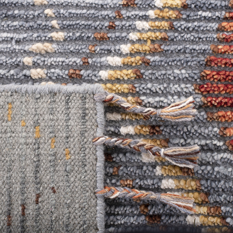 Nahla Blue Hand-Knotted Wool Cotton Rectangular Rug