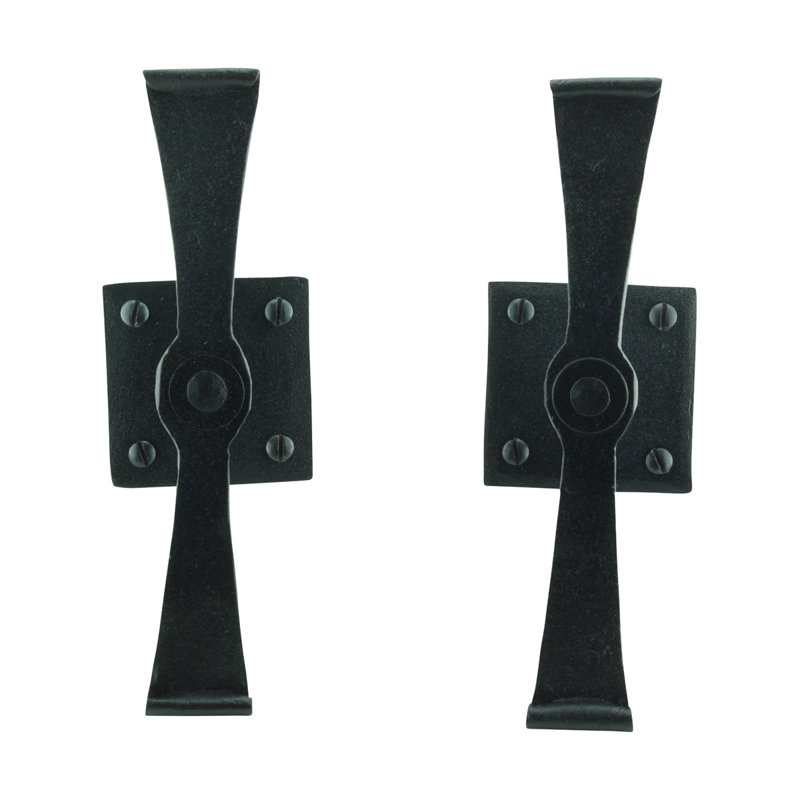 Black Wrought Iron Propeller Shaped Shutter Dog Holders