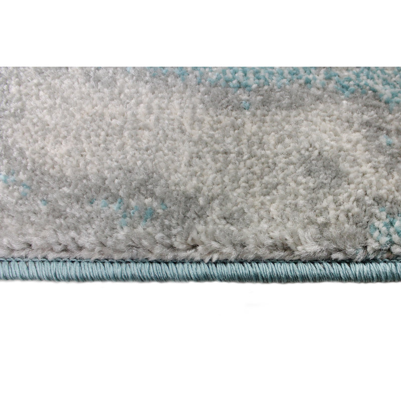 Serenity Blue Abstract 8' x 10' Easy-Care Synthetic Area Rug