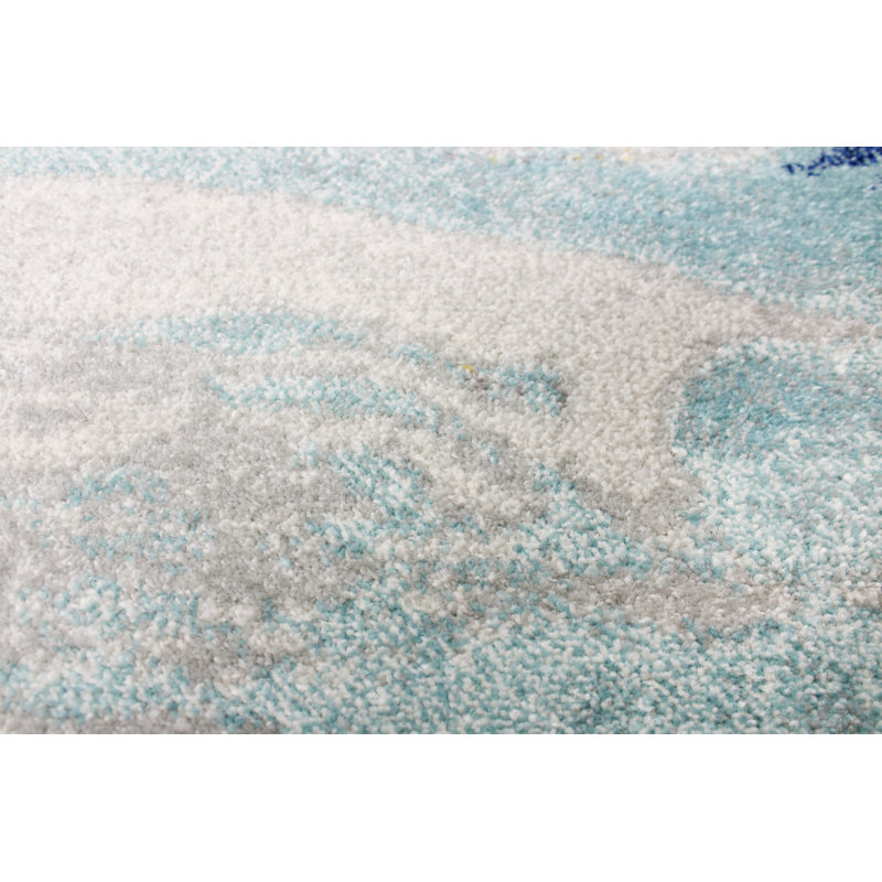 Serenity Blue Abstract 8' x 10' Easy-Care Synthetic Area Rug