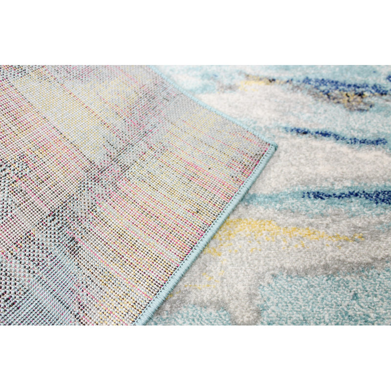 Serenity Blue Abstract 8' x 10' Easy-Care Synthetic Area Rug