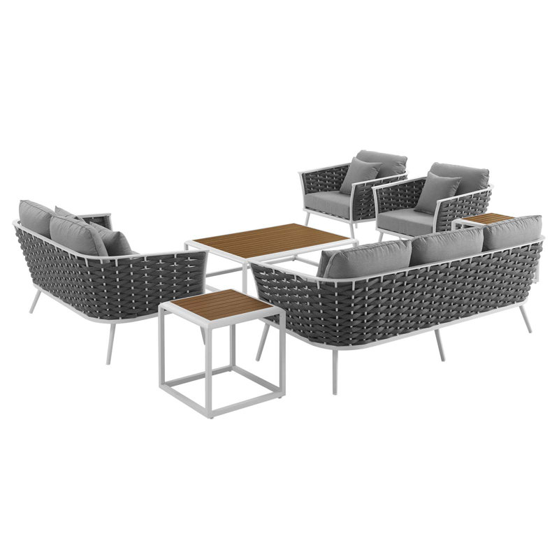 Gray and White Aluminum 7-Piece Outdoor Sofa Set