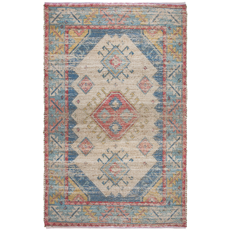 Coastal Breeze Blue Cotton & Synthetic 5' x 8' Reversible Area Rug