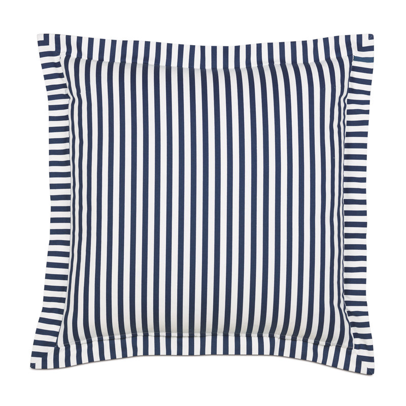 Navy and White Striped Cotton Euro Sham
